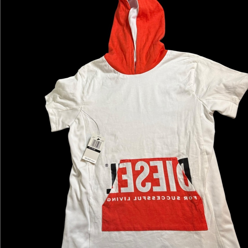 Diesel Kids White and Red Hooded‎ T-Shirt